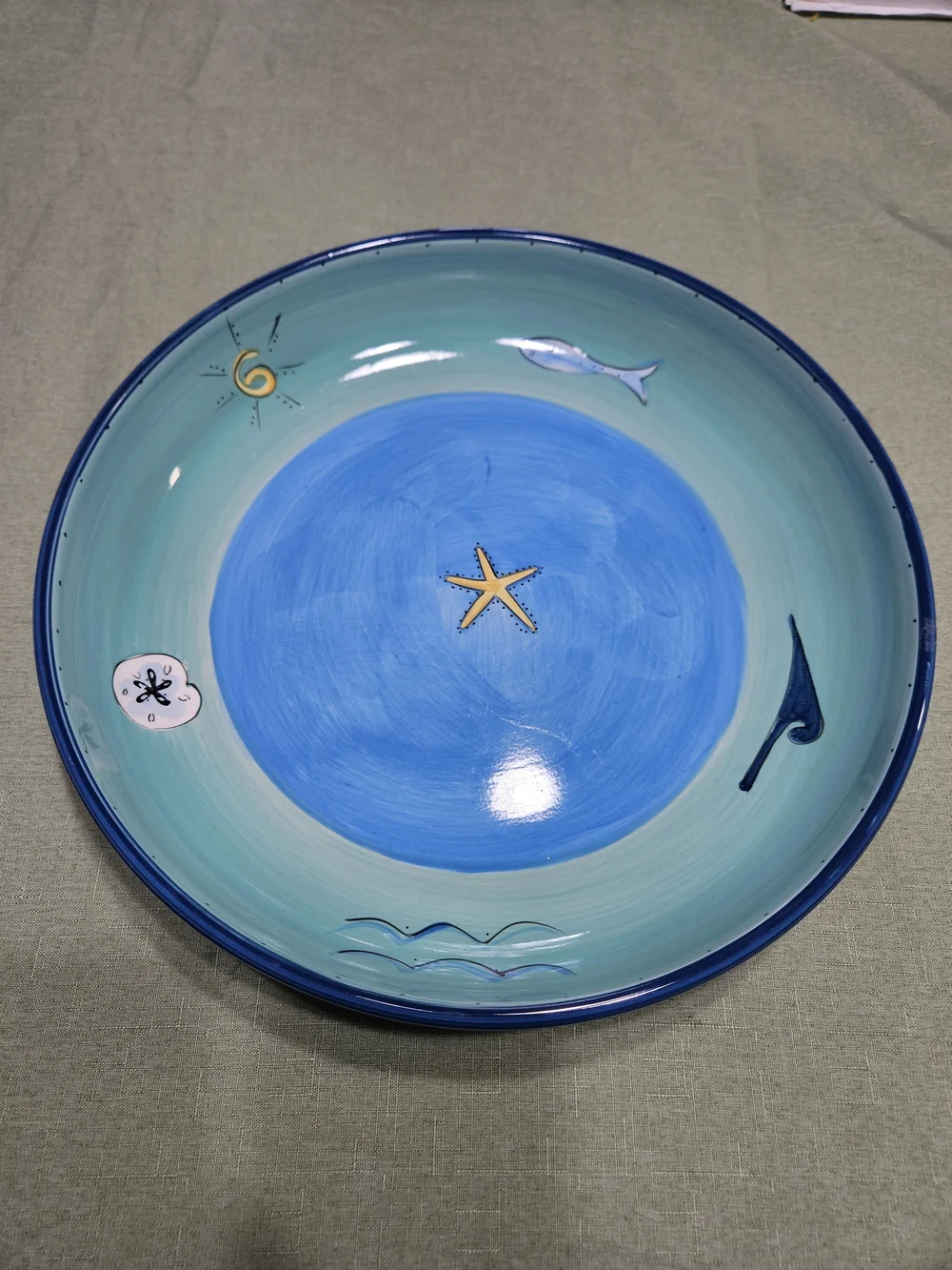 Large Sea Life Ceramic Pasta Serving Bowl